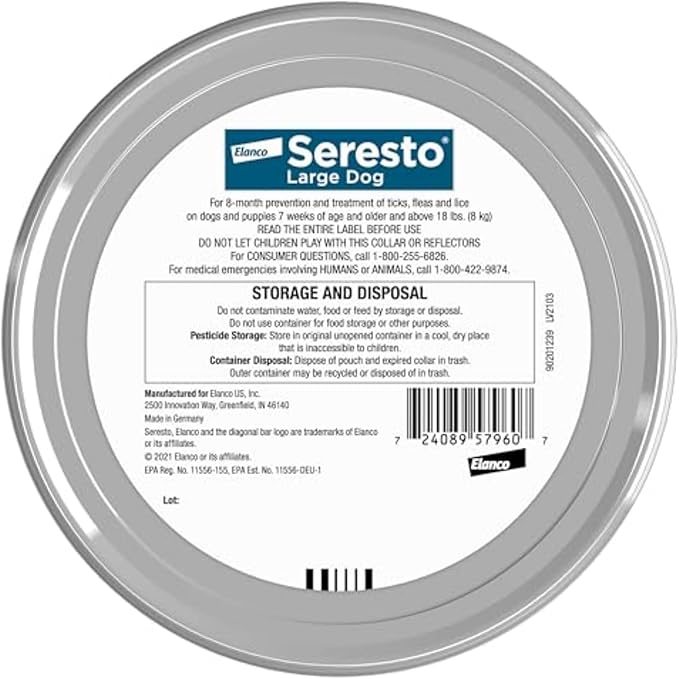 Seresto Large Dog Flea & Tick Collar – 8 Month Vet-Recommended Protection