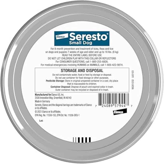 Seresto Small Dog Flea & Tick Collar – 8 Month Vet-Recommended Protection